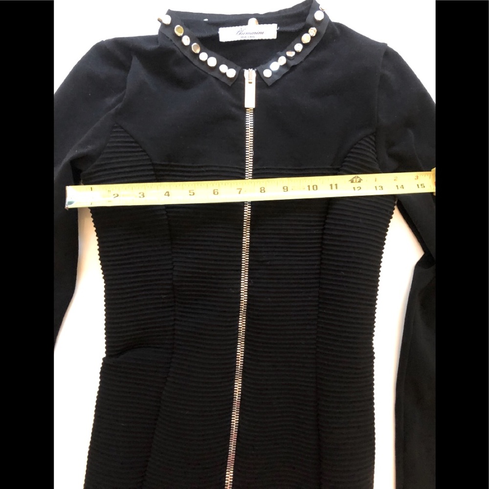 LIKE NEW-Blumarine-Ribbed Cardigan w/Removable Jewel Collar, size Small-Stretchy